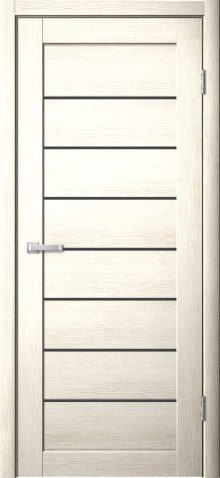 Межкомнатная дверь - S18 белая лиственница с черным стеклом